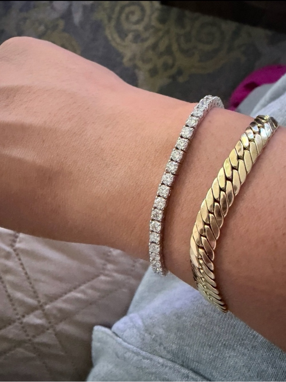 AUTHENTIC Platinum 6.00 CTW Natural Diamond Tennis Bracelet | Appraisal Certific - Picture 3 of 5